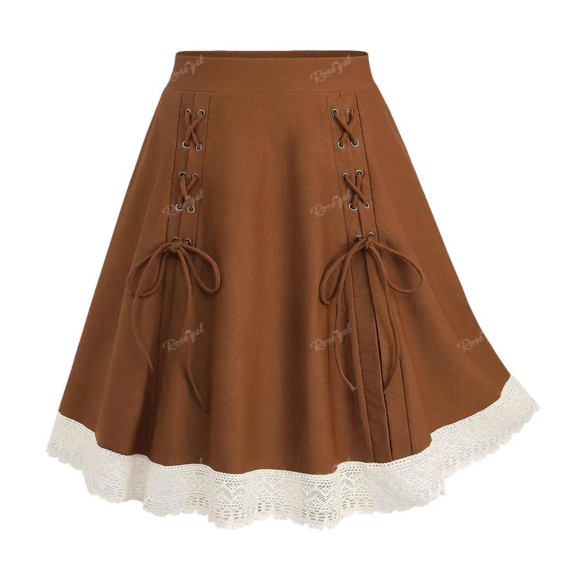 Plus Size Lace-Up Crochet Skirt