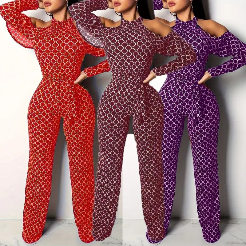 Elegant Off-Shoulder Plaid Jumpsuit