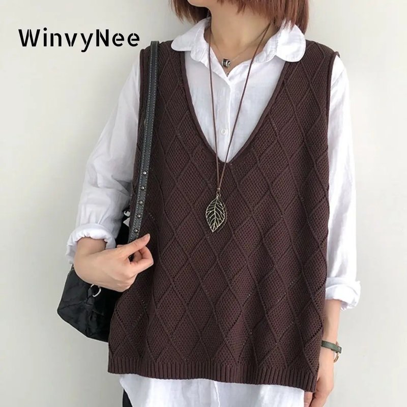 Oversized Cotton V-Neck Vest