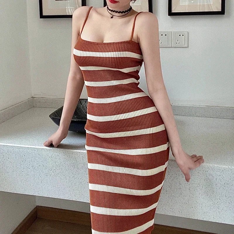 Vintage Striped Summer Midi Dress