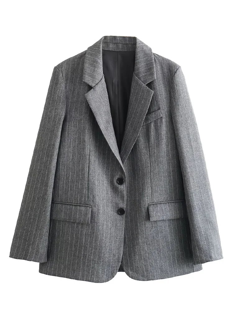 Chic Striped Blazer with Pockets