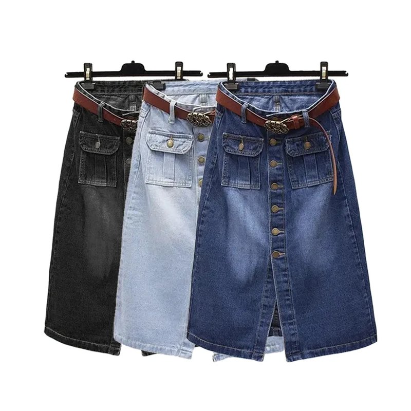 Casual High-Waist Denim Skirt