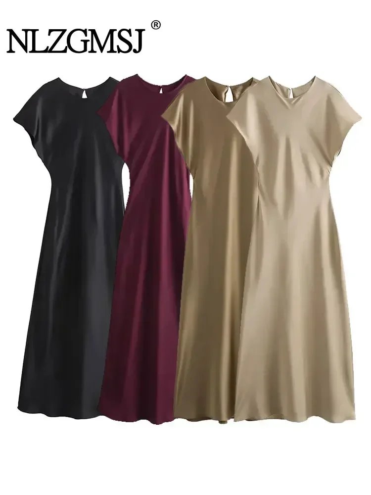 Chic Midi Satin Evening Dress