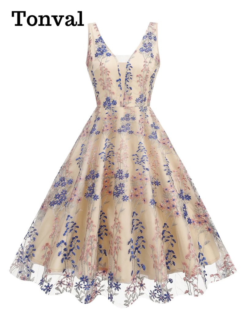Elegant Floral Embroidered Dress