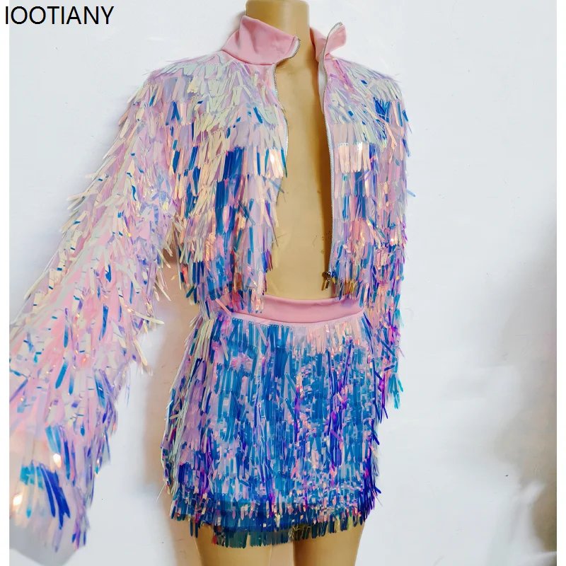 Colorful Sequined Dance Outfit