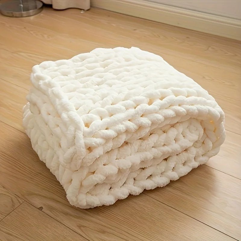 Cozy Hand-Knit Chenille Throw Blanket