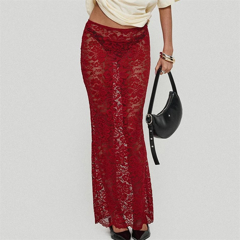 Women's Sheer Lace Floral Skirt