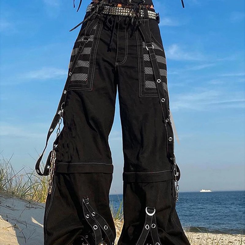Casual Striped Cargo Jeans for Women