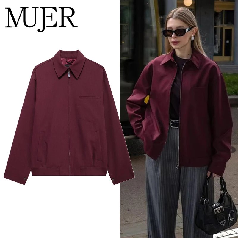 Women's Retro Zipper Bomber Jacket