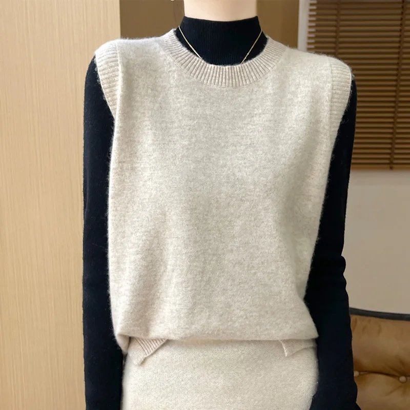 Merino Wool Sleeveless Knit Vest