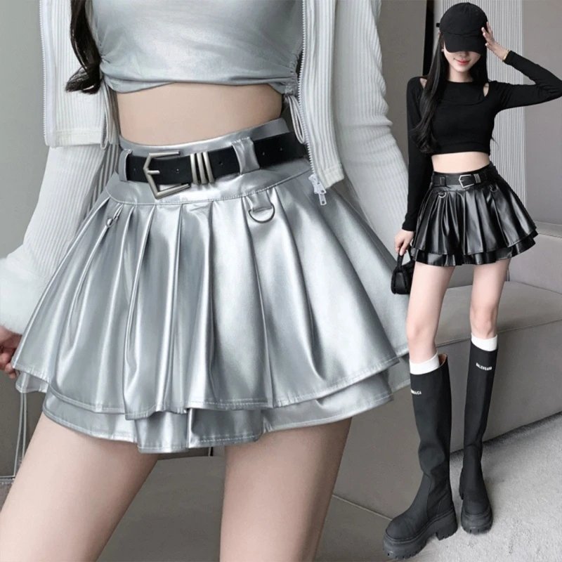 Chic Pleated Mini Skirt with Belt