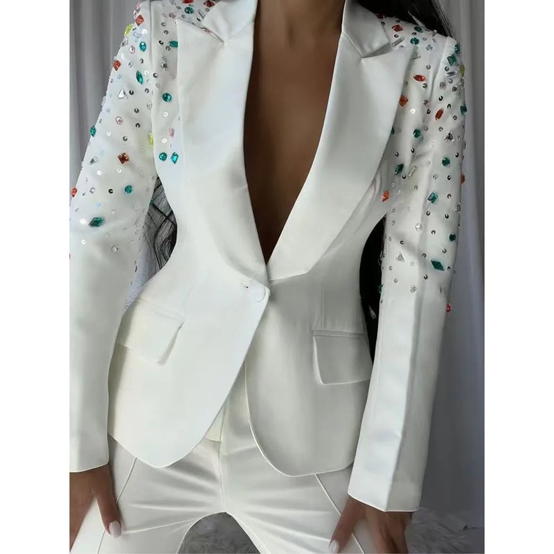 Elegant White Blazer and Pants Set