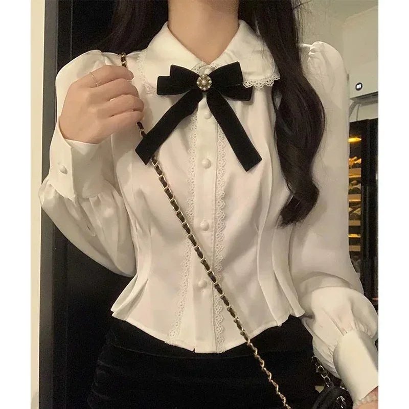 Kawaii Lace Bow Blouse for Women