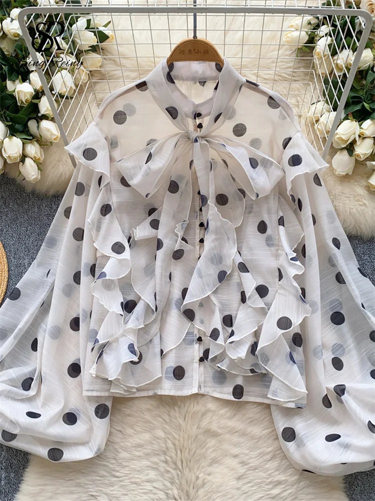 Chic Polka Dot Chiffon Blouse