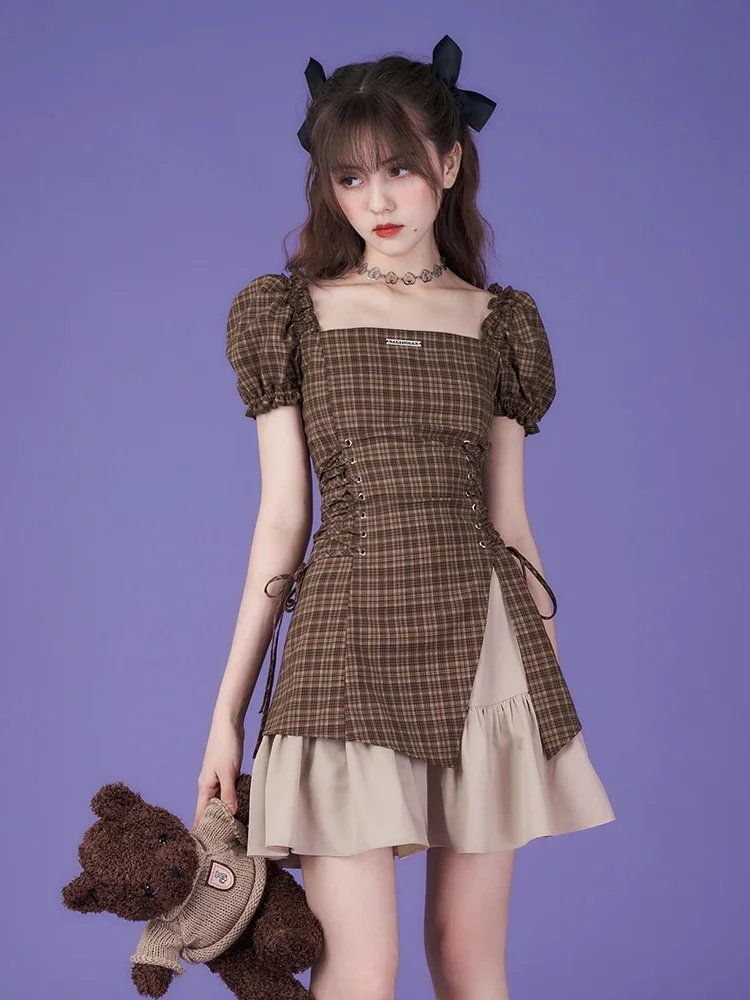 Chic Coffee Color High Waist Dress