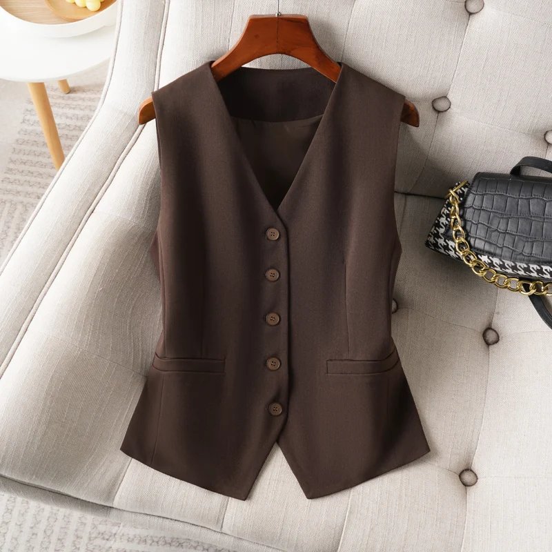Chic Coffee V-Neck Women's Vest