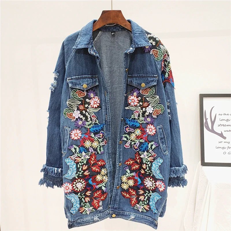 Stylish Embroidered Denim Jacket