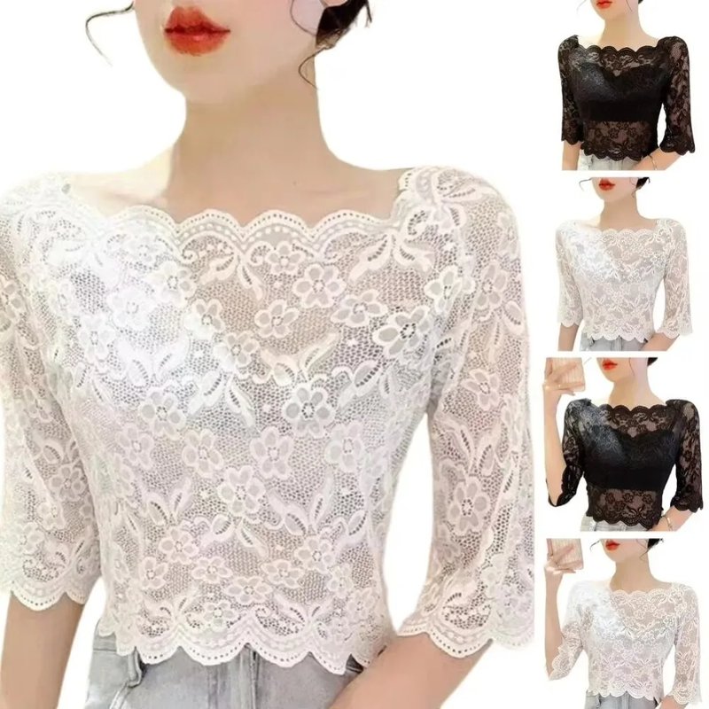 Elegant Lace Cropped Blouse