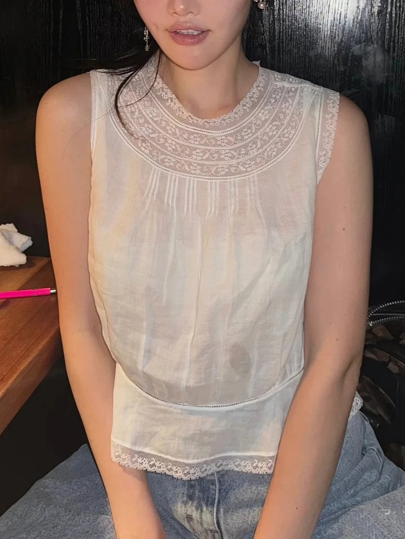 Chic Reversible Lace Trim Blouse