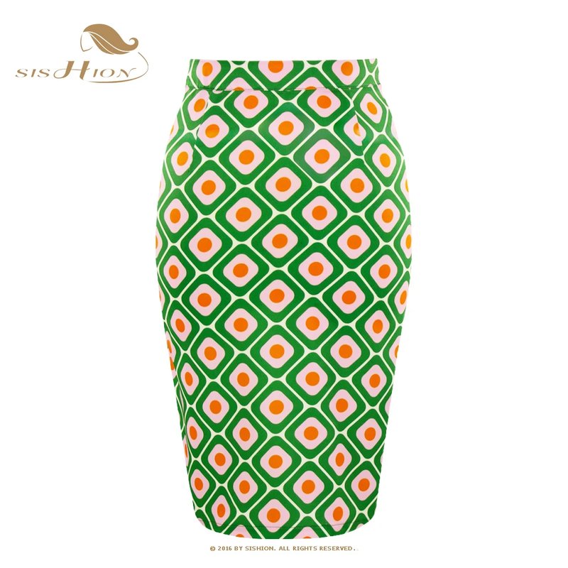 Vintage Green Summer Midi Skirt