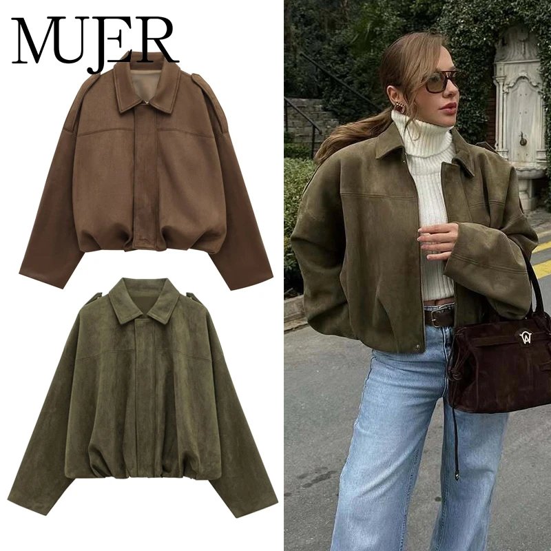 Stylish Faux Suede Bomber Jacket