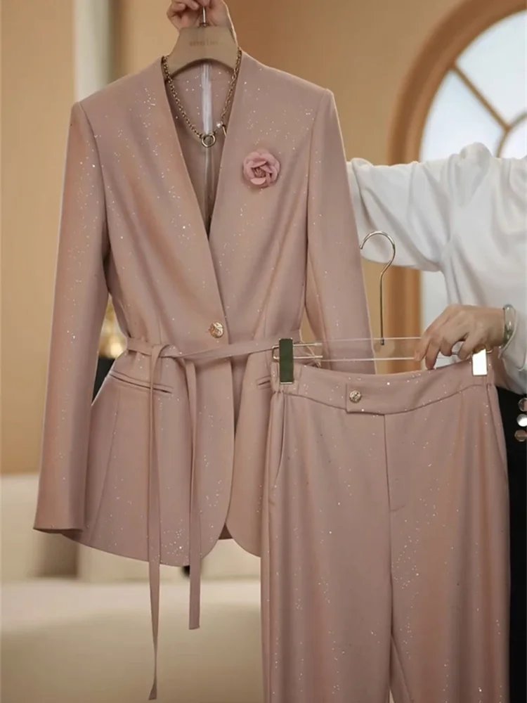 Chic Sequined Suit Set