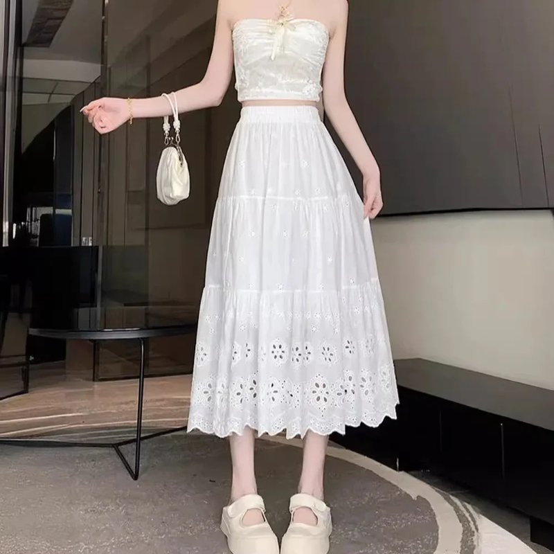 Women's Lace Embroidered A-line Skirt