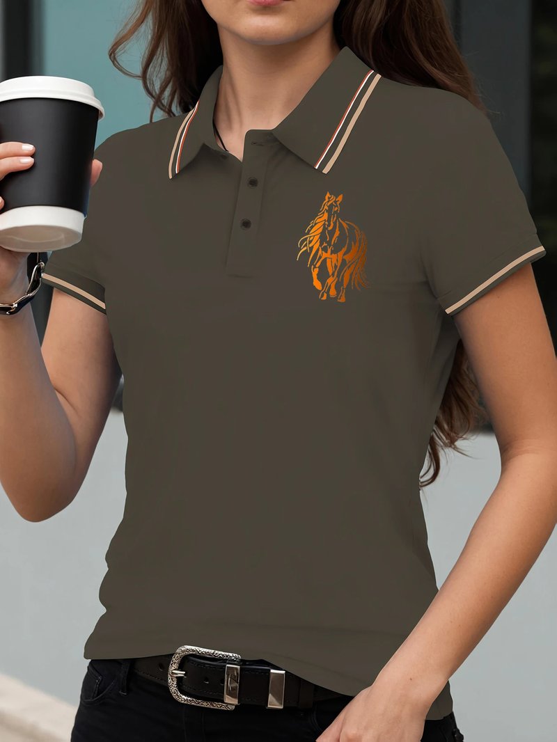 Trendy Contrast Polo Shirt for Women