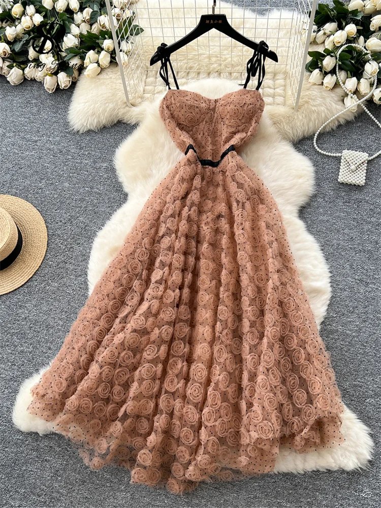 Chic 3D Rose Backless Sundress