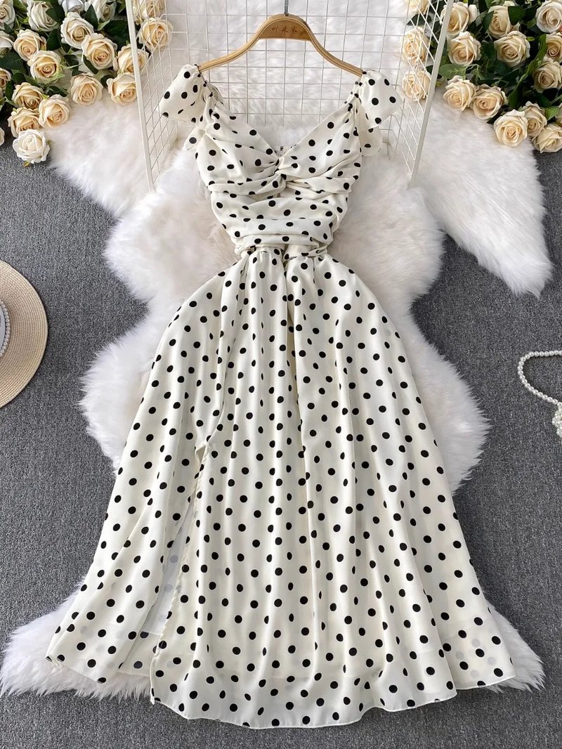 Chic Polka Dot Twist Front Dress