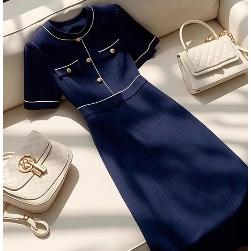 Elegant Patchwork Midi Dress