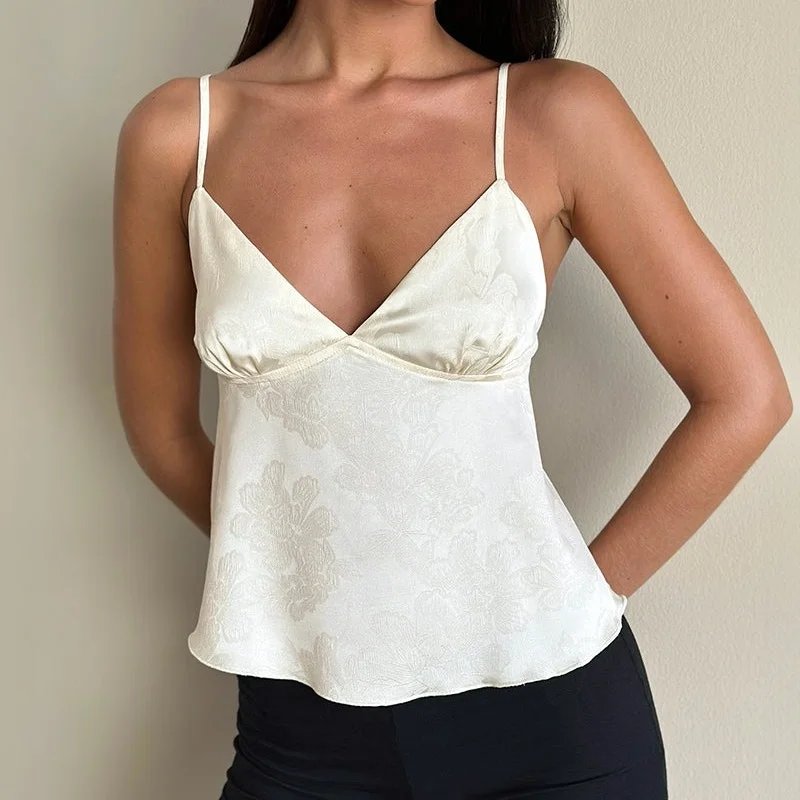 Vintage Floral Satin Crop Top