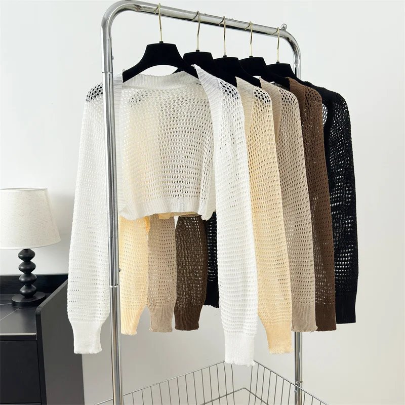 Chic Crochet Knit Crop Cardigan