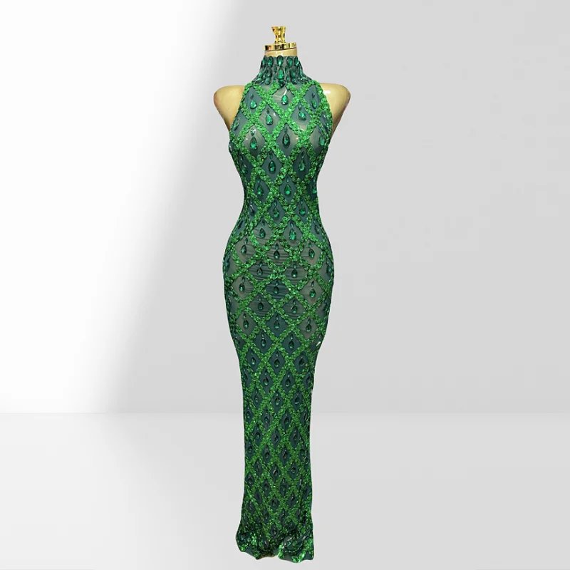 Sparkling Green Sequin Party Dress