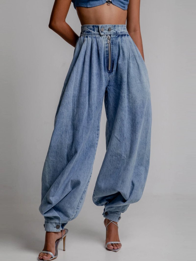 High Rise Cargo Jeans for Women