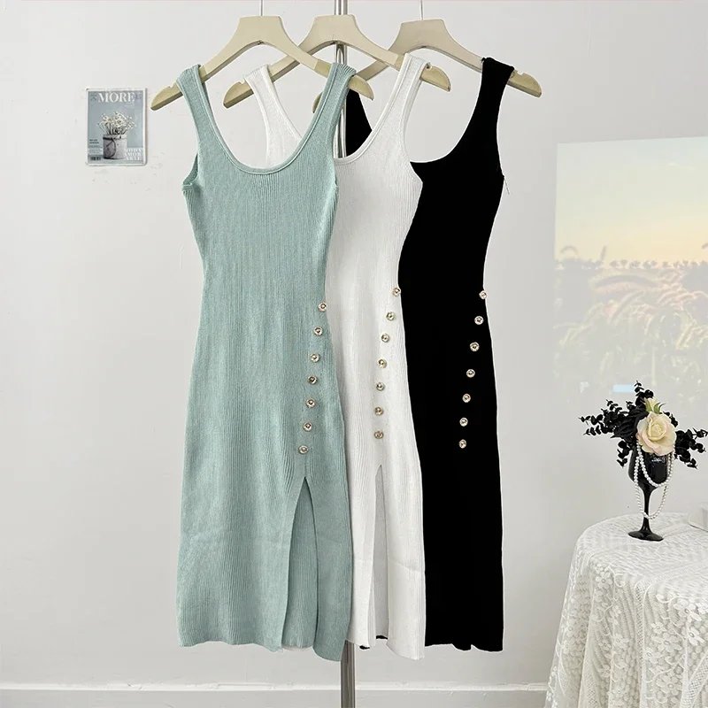 Chic Summer Sleeveless Knitted Dress