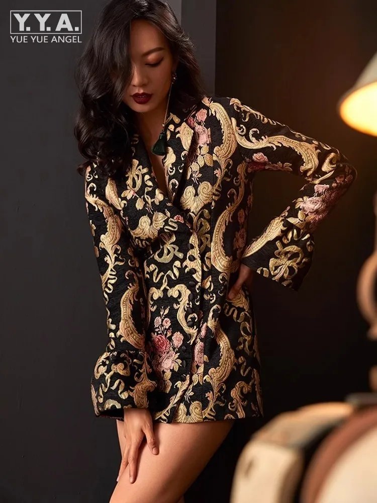 Elegant Floral Jacquard Blazer