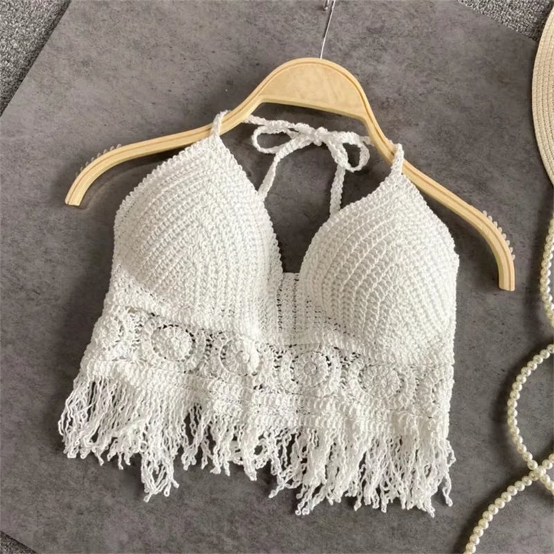 Boho Fringe Backless Halter Top