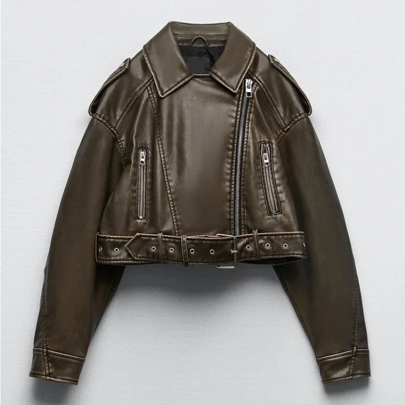 Vintage Faux Leather Biker Jacket