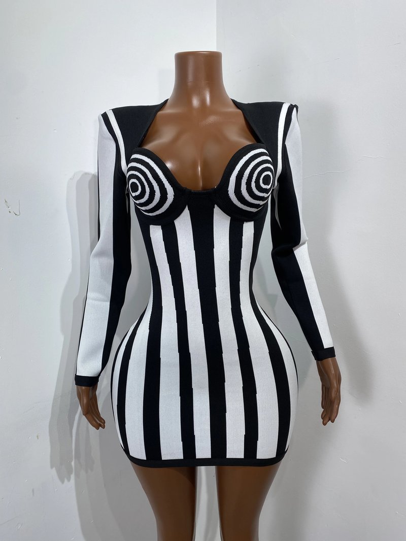 Chic Striped Bodycon Mini Dress