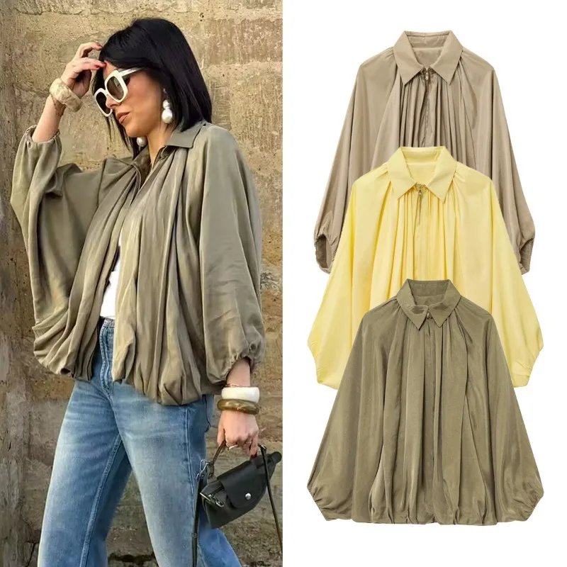 Chic Satin Bomber Jacket for Women