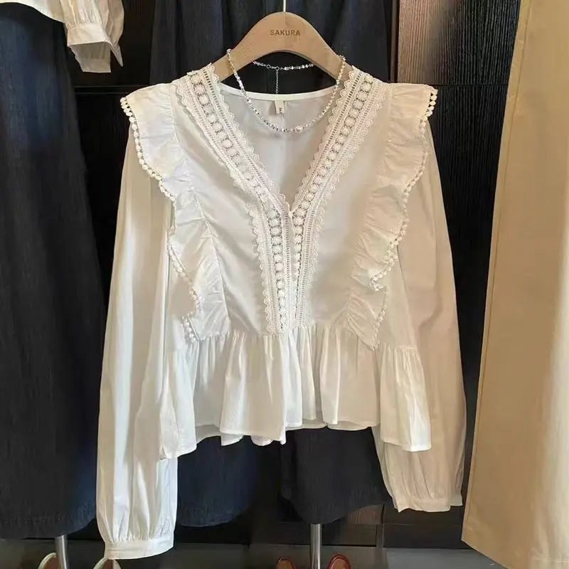 Autumn Ruffled V-Neck Blouse