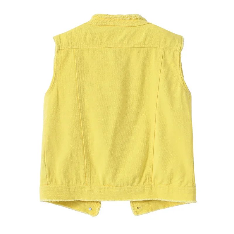 Trendy Candy Color Denim Vest