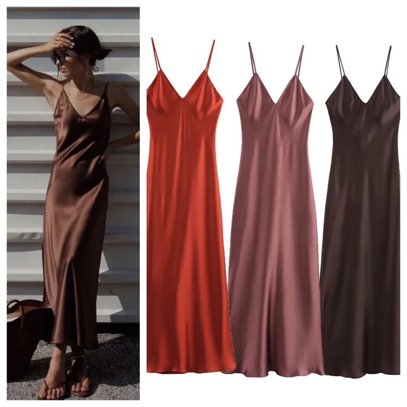 Elegant Backless Silk Satin Midi Dress