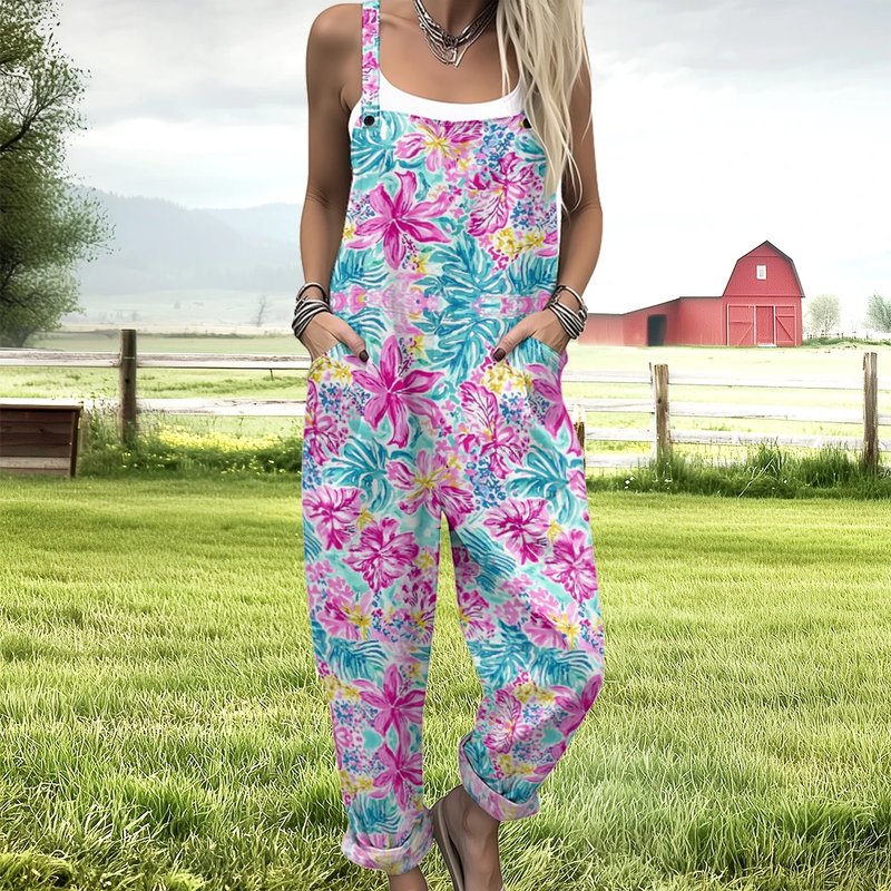 Tropical Floral Sleeveless Jumpsuit
