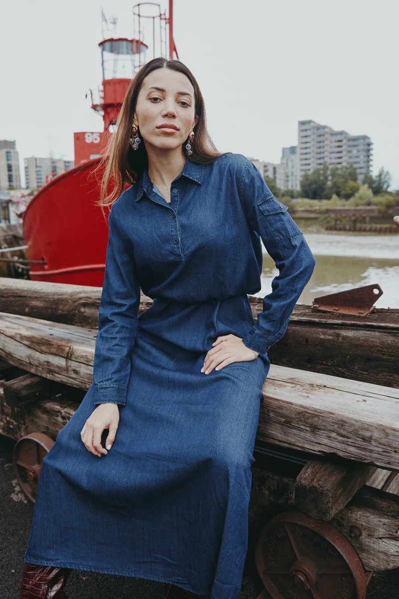 Chic Denim Shirt & Adjustable Dress Set