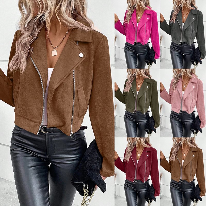 Stylish Faux Suede Biker Jacket