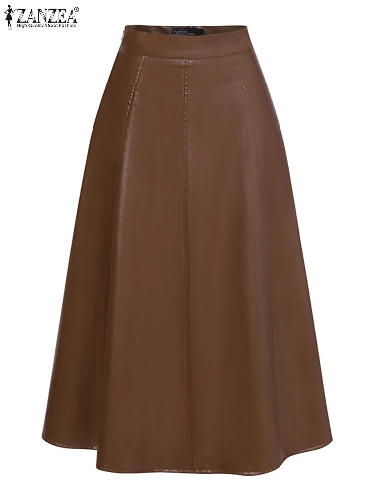Elegant Plus Size PU Leather Skirt