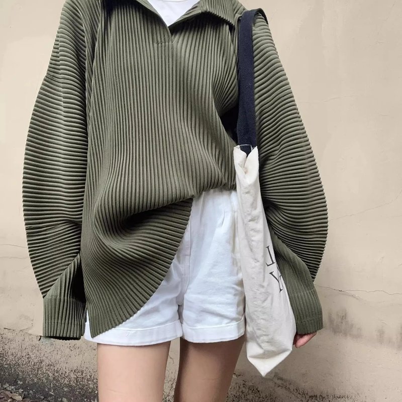 Plus Size Pleated Polo Top
