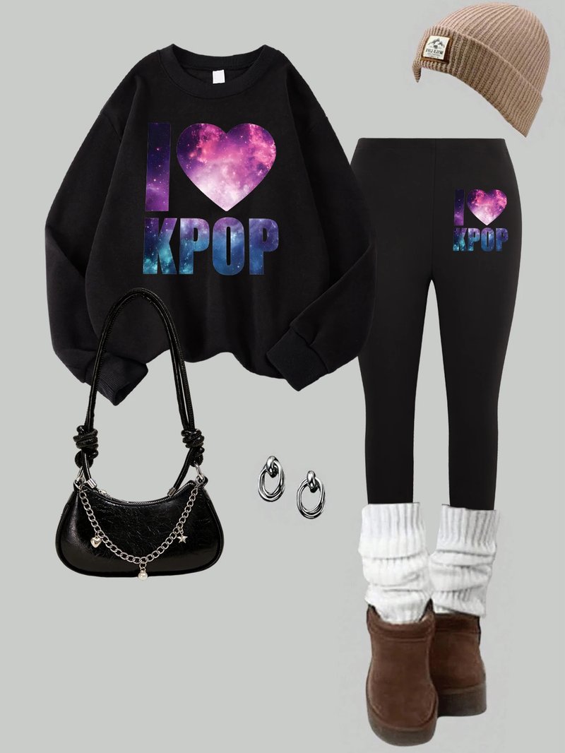 Kpop Inspired Women's Sweatshirt Set